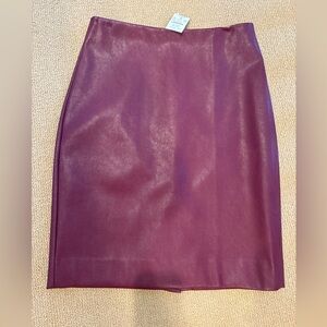 NWT JCrew Factory Faux Leather Pencil Skirt in Vintage Burgundy, Size 6